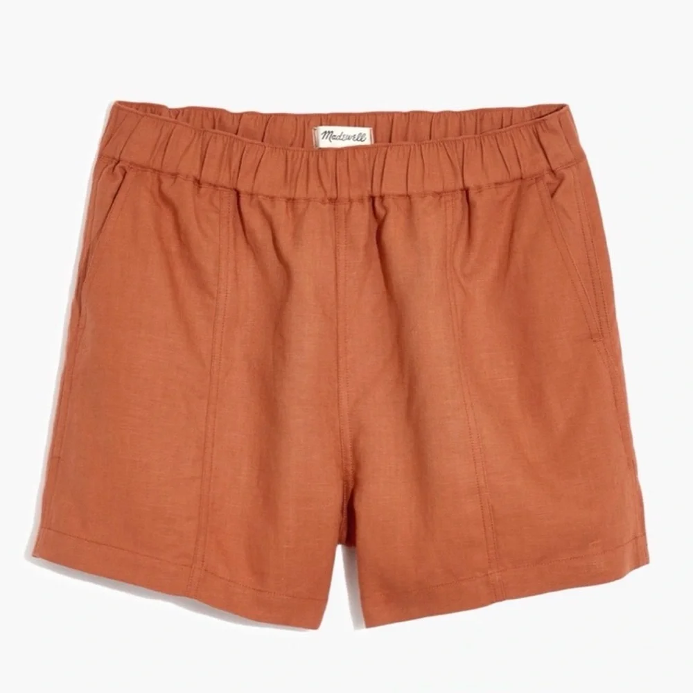 Madewell Linen-Blend‎ Easy Pull-On Shorts Afterglow Red Size Small